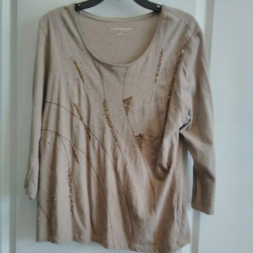 Croft & Barrow Embellished 3/4 Sleeve Tee